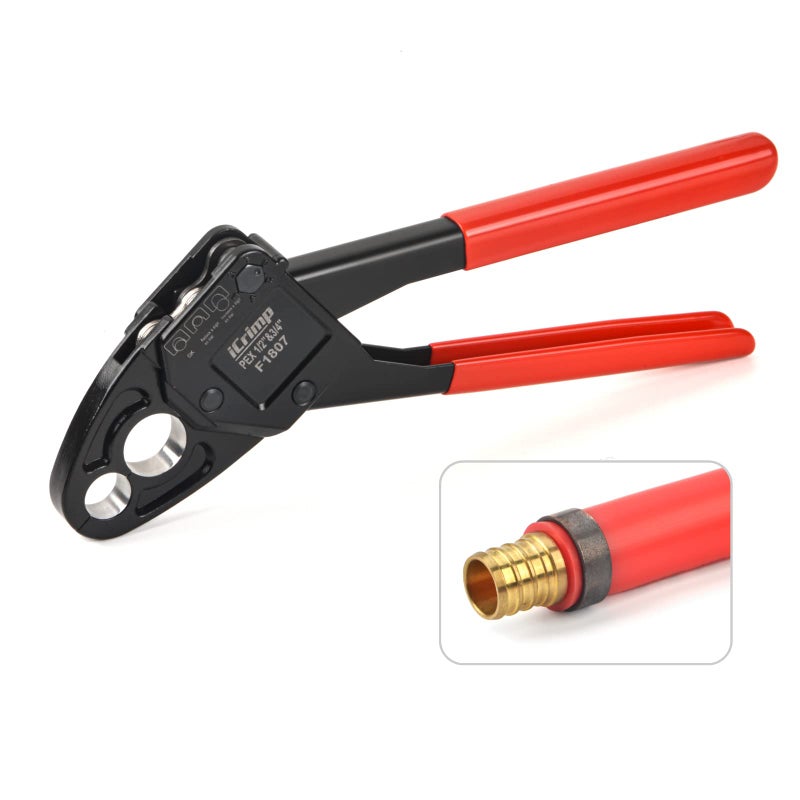 IWISS أداة ضغط أنابيب بيكس بزاوية IWISS كومبو مع مجموعات فك ضغط نحاسية 1/2" و 3/4" مع مقياس ضغط Go/No-Go - Image 1